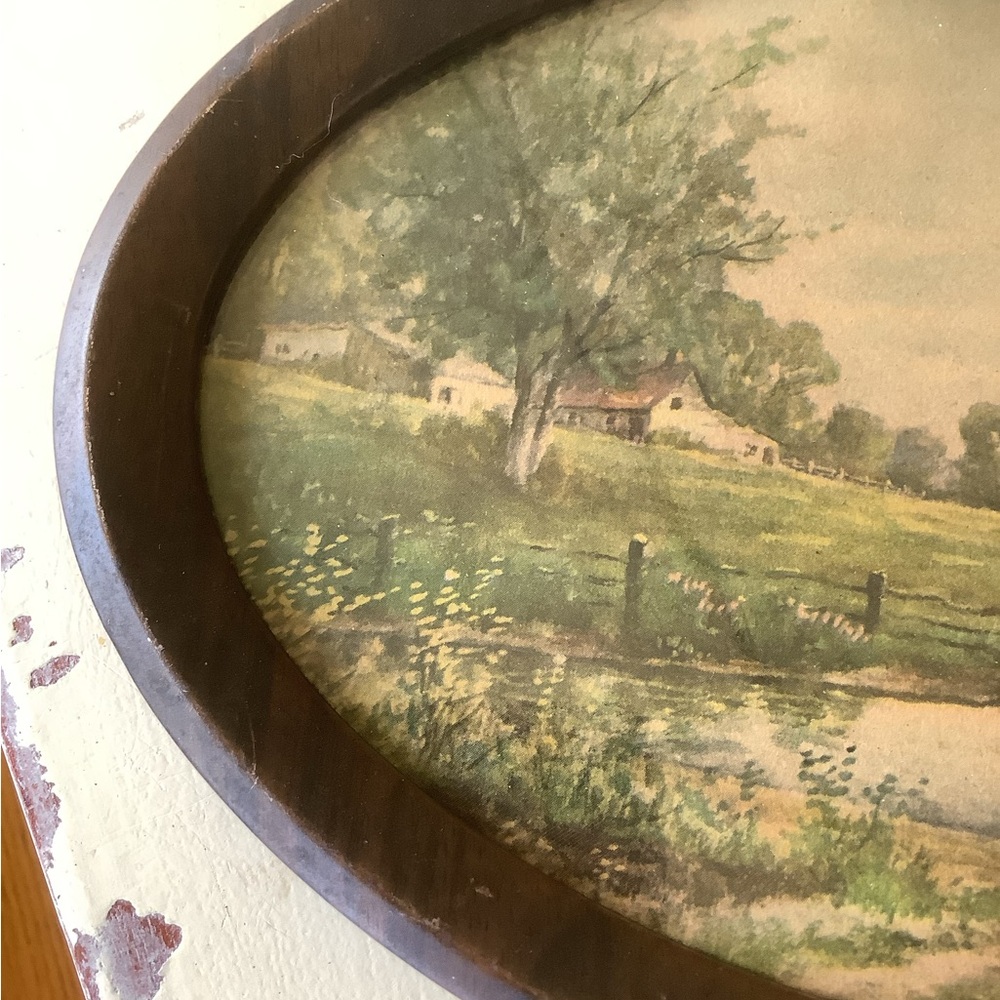 Antique Vintage Small Oval Landscape Framed Art Print - Picture 5 of 7